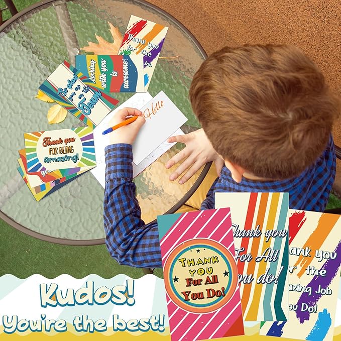 Yeaqee 240 Pcs Employee Appreciation Kudos Cards Funny Blank Back Motivational Card Encouragement Thank You Note Recognition Card for Teacher College Affirmation Gift(Rainbow)