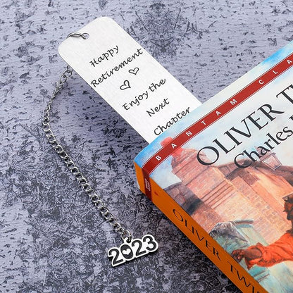 AMBREGRISSUN Retirement Gifts for Women Men 2023 Happy Retirement Bookmark Leaving Going Away Gift for Coworker Colleague Employee Boss Retired Teacher Friends Mom Dad Enjoy The Next Chapter Christmas