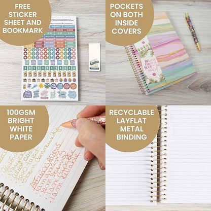 bloom daily planners 2025 Planner - Calendar Year Day Planner (January 2025 - December 2025) - 5.5” x 8.25” - Weekly & Monthly Agenda Organizer Book with Stickers & Bookmark - Watercolor Waves