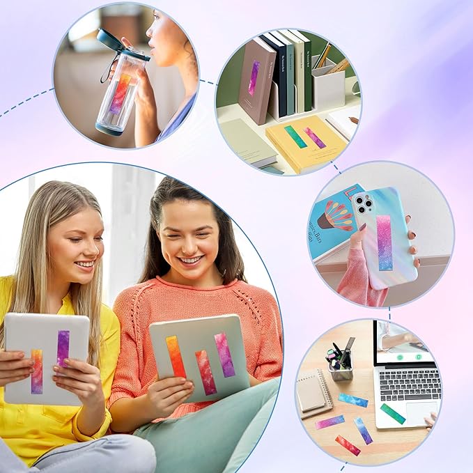 50PCS Calm Strips for Anxiety Sensory Stickers Calm Stickers for Relieve Adults Kids Teens Fidgets Stress Office&Classroom Supplies Anxiety Relief Items with Tactile Textured Surface(Watercolor)