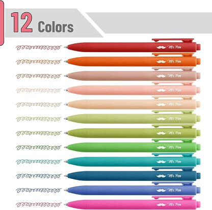 Mr. Pen- Retractable Gel Pens, 12 Pack, Vintage Colors, Gel Pens Fine Point 0.7mm, Retractable Pens, Cute Pens, Gel Ink Pens, Aesthetic Pens for Journaling, Colorful Pens, Fine Tip Pens