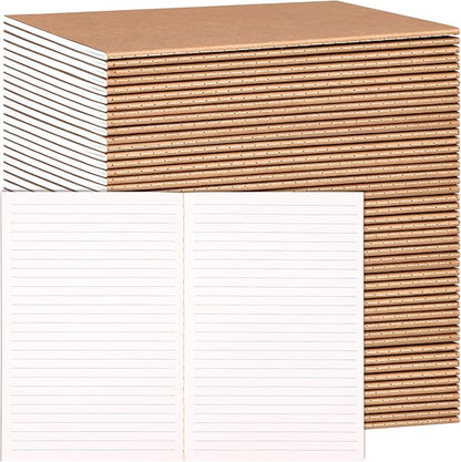 LABUK 48 Pack Lined Kraft Notebooks, A5 Journals Bulk, 8.3x5.5 Notebook Bulk for Traveler Journal, Students Gift School Office Supplies (30 Sheets/60 Pages)