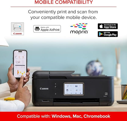 Canon PIXMA TR8620a - All-in-One Printer Home Office|Copier|Scanner|Fax|Auto Document Feeder | Photo, Document | Airprint (R), Android, Black, Works with Alexa