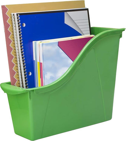 Storex 70113U06C Small Book Bin, 11.75 x 4.5 x 8.5 Inches, Assorted Colors, Color Assortment WILL Vary, Case of 6, Multicolor, Classroom Assortment