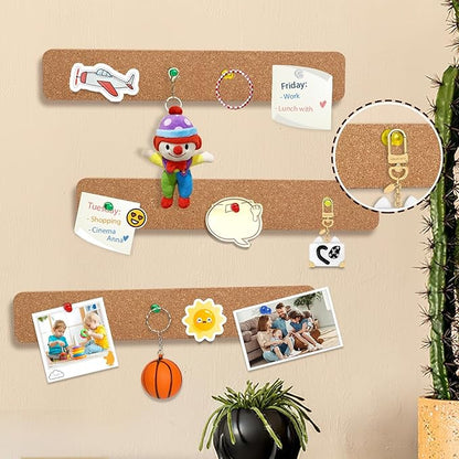 FEBSNOW Cork Board Strips, 10 Pack Cork Strips for Walls 15x2 Inch Small Cork Boards for Walls Self Adhesive with 50 Push Pins