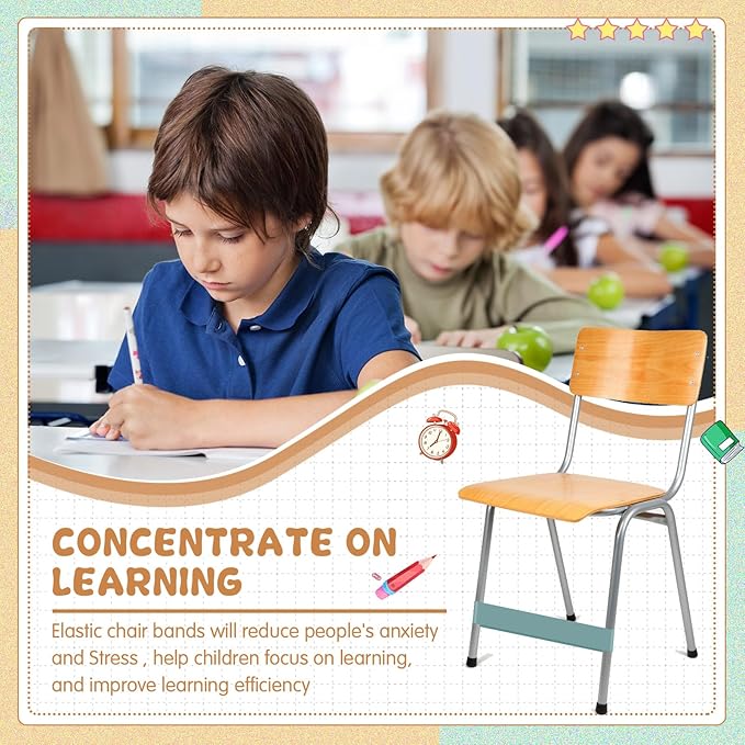 Berlune 24 Pcs Classroom Chair Bands Fidget Chairs and Desks Bands ADHD Autism Tools Bounce Flexible Seating for Classroom(Earth Tones,1 mm)