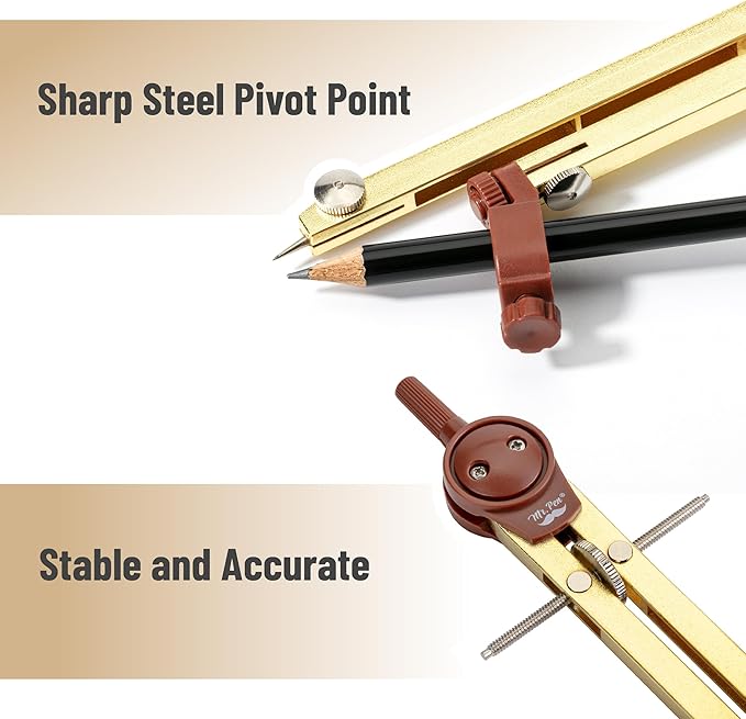 Mr. Pen- Compass for Geometry, Gold, Compass with Pencil, Drawing Compass Drawing Tool, Math Compass, Drafting Tools, Drawing Tools, Geometry Compass, Circle Drawing Tool, Geometry Set