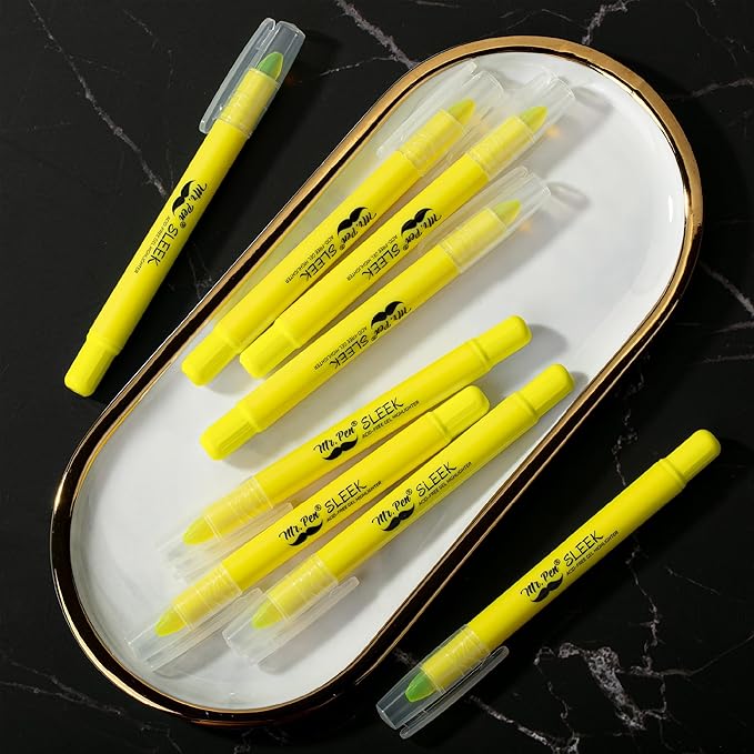 Mr. Pen- No Bleed Gel Bible Highlighters, Yellow, Pack of 8, Fluorescent Gel Highlighters