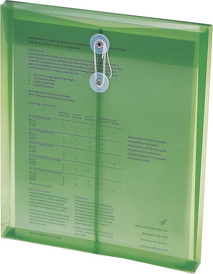 Smead Poly Envelope, 1-1/4" Expansion, String-Tie Closure, Top Load, Letter Size, Green, 5 per Pack (89543)