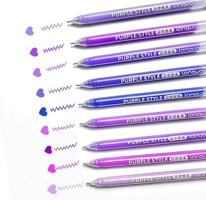 0.5mm Journal Colouring Pens, Assorted Rainbow Colors Pens Set of 9 for Adults Journal Coloring Calligraphy,Made for Everyday Writing, Journals,Drawing,Coloring Books (Purple Style)