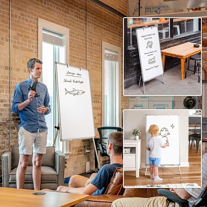 Easel Whiteboard - Magnetic Portable Dry Erase 36 x 24 Tripod Height Adjustable, 3' x 2' Flipchart Easel Stand White Board for Office or Teaching at Home & Classroom (36x24 White)