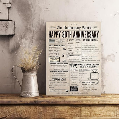 Big 30th Anniversary Cards for Women Men, Sweet 30 Year Anniversary Card for Husband Wife, Unique Pearl Wedding Gifts for Parents