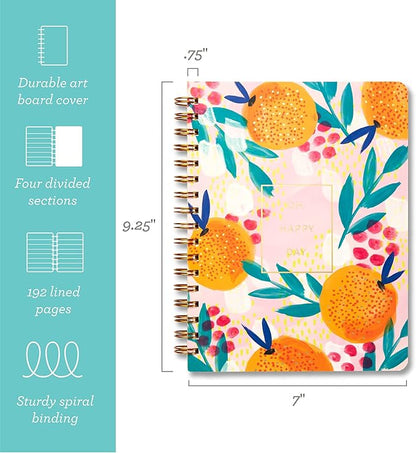 Compendium Spiral Notebook - Oh, Happy Day — A Designer Spiral Notebook with 192 Lined Pages, College Ruled, 7.5”W x 9.25”H
