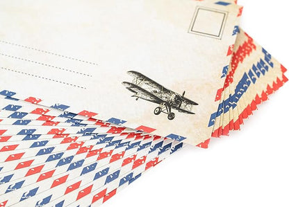 50 Pack Airmail Envelopes -Blue Airmail Envelopes- Air Mail Envelopes for Party Invitation, Love Letters, Military Correspondence, Christmas Military Envelopes, Letters to Troops- Size 4 x 8.7 inches