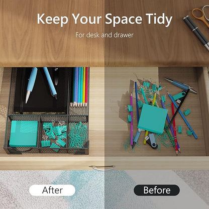 Desk Drawer Organizer, Office Desk Organizer Tray with 5 Dividers, Pen Pencil Drawer Organizer for Office Supplies, Desktop, Bathroom, Kitchen, Makeup, Vanity ﻿