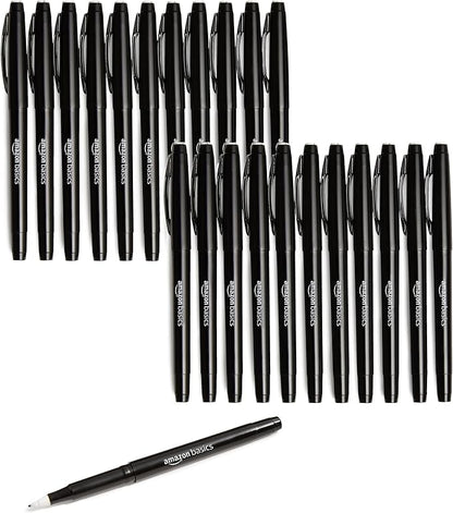 Amazon Basics Felt Tip Markers, Black, 24-Pack