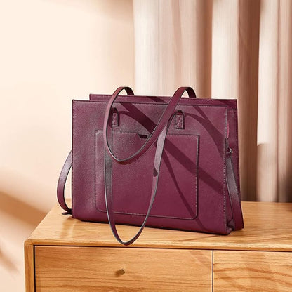 Telena Laptop Tote Bag for Women, 15.6 Inch Shoulder Tote Bag Leather Briefcase for Women, Large Capacity Handbag Bags