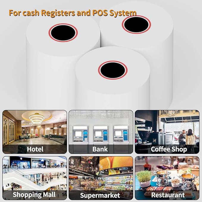 (200 Rolls) 2 1/4 x 50 Thermal Paper Receipt Rolls Premium Quality Paper fits all Credit Card Terminals BPA Free
