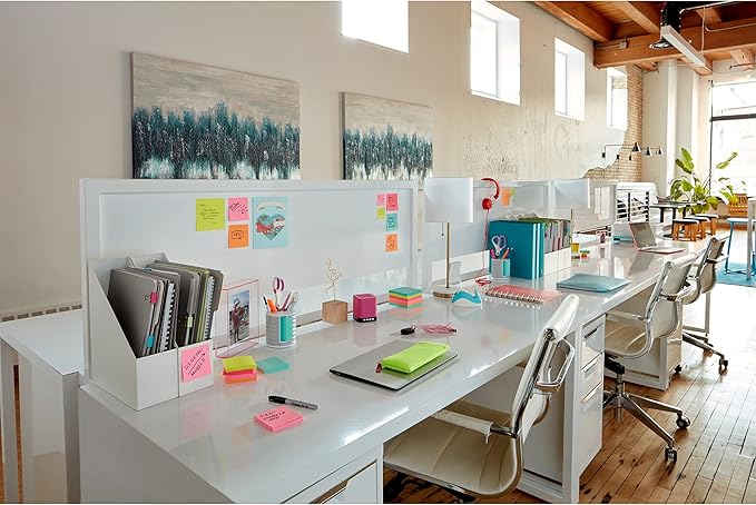 Post-it Super Sticky Notes, 12 Sticky Note Pads, 3 x 3 in., School Supplies, Office Products, Sticky Notes for Vertical Surfaces, Monitors, Walls and Windows, Supernova Neons Collection