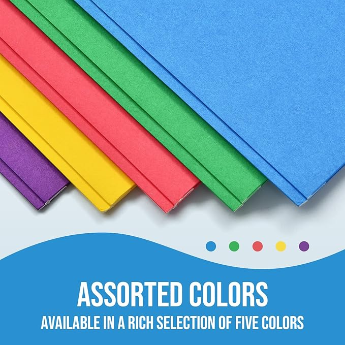 Folders with Pockets, IntoJoy 100 Pack Two Pocket Folders Business Card Holder Folders with Prongs for School Office Filing Cabinet Resume Portfolio (Colored