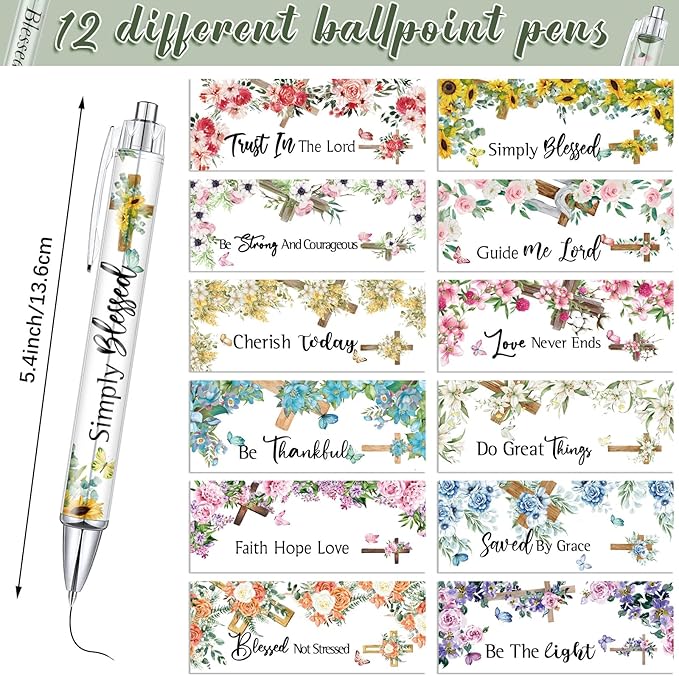 Colarr 24 Pcs Christian Bulk Gifts for Women Men Bible Verse Pens and Notebooks Religious Easter Gifts Scripture Ballpoint Pens Journals Sunday School Church Inspirational Study Supplies(Cross)