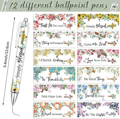 Colarr 24 Pcs Christian Bulk Gifts for Women Men Bible Verse Pens and Notebooks Religious Easter Gifts Scripture Ballpoint Pens Journals Sunday School Church Inspirational Study Supplies(Cross)