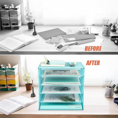 EASEPRES 5 Slot Desk Organizer Tray, Blue