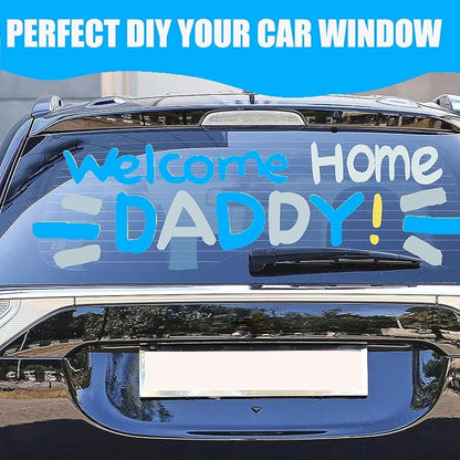 Window Chalk Markers for Cars Glass Washable, 8 Colors Jumbo Liquid Chalk Marker Pens with 10mm 3 in 1 Nib Wide Tip, Chalkboard Markers Car Window Paint Markers Pen for Auto, Mirror, Poster