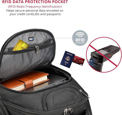 Swissdigital Design Large Travel Backpack For Men, TSA-Friendly Business Laptop Backpack, USB Charging Port，RFID Protection Tech Backpack Fits 15.6Inch Laptop (TERABYTE J16BTF-02) One Nation One World