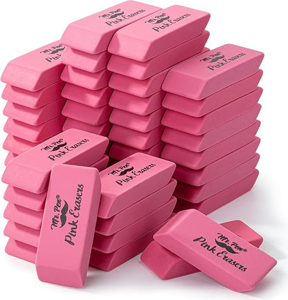 Mr. Pen- Pink Pencil Eraser, 48 Pack, Mr Pen Erasers for Pencils, Large Eraser, Block Erasers for School