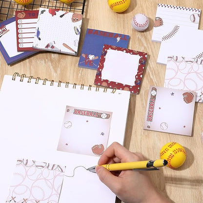 Thenshop 9 Pads Sport Sticky Notes Ball Self Stick Notepads 3x3 Inches Notes Cute Adhesive Memo Pad Gifts for Office Sports Birthday Party Favors(Baseball)