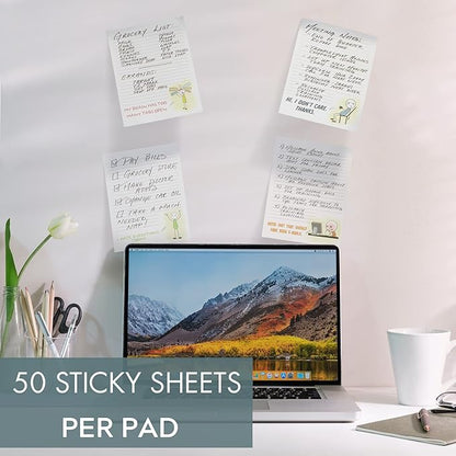 ZICOTO Super Funny Notepads - Hilarious Office Gift for Your Women Coworkers - Set of 4 Office Supplies Memo Pads w/ 4 Assorted Designs, 50 Sheets Each, 4.25" x 5.5"