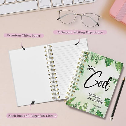 Inspirational Christian Notebook - With God All Things Are Possible Journal, Bible Verse Spiral Notebook, Christian Decor, Inspirational Christian Gifts, Gifts for Employees, 5.5x8.3 Inches