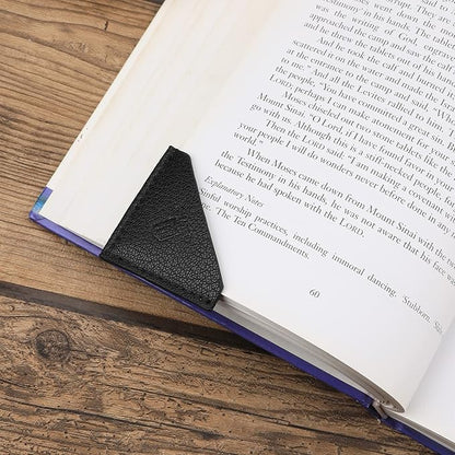 3 Pieces Leather Bookmarks Handmade Page Marker for Men Women Faux Leather Page Clips Corner Book Markers for Teachers Christmas Gift for Writers Bookworm Book Lovers (06-Black)