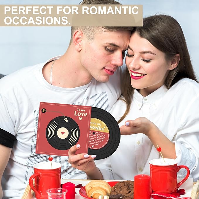 Anniversary Card, Valentines Day Gifts For Him, Love Card for Men Husband Boyfriend or Girlfriend, Retro Happy Anniversary, Romantic Card for Couple, Vinyl Record CD Birthday Card, First Date Gifts
