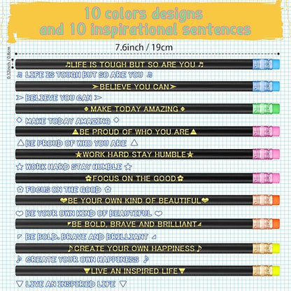 Eersida 40 Pcs Color Changing Mood Pencil with Motivational Sayings, 2B, Fun Assorted Thermochromic Pencils with Eraser(Bright Color,Bible Verses)