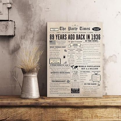 89th Birthday Card Gifts for Women Men, Retro Birthday Cards for 89 Year Old Mom Dad Grandpa Granny, Funny 89th Bday Decorations