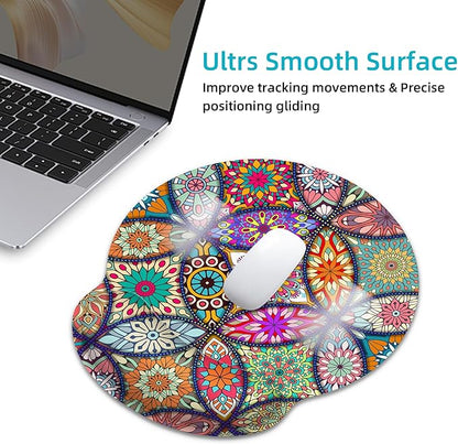 Ergonomic Mouse Pad with Wrist Support,Boho Modern Art Mouse Pad with Wrist Rest,Relieve Wrist Pain Mousepad Non-Slip Rubber Base,Mouse Pads for Desk,Computers,Laptop,Office,Gaming,Accessories
