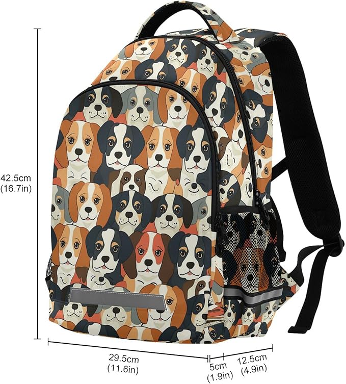 MNSRUU Laptop Backpack with Chest Strap, Cute Dog School Backpack, Travel Hiking Backpack for Boys Girls Teen Adult, Rucksack, Knapsack
