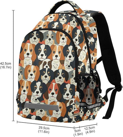MNSRUU Laptop Backpack with Chest Strap, Cute Dog School Backpack, Travel Hiking Backpack for Boys Girls Teen Adult, Rucksack, Knapsack