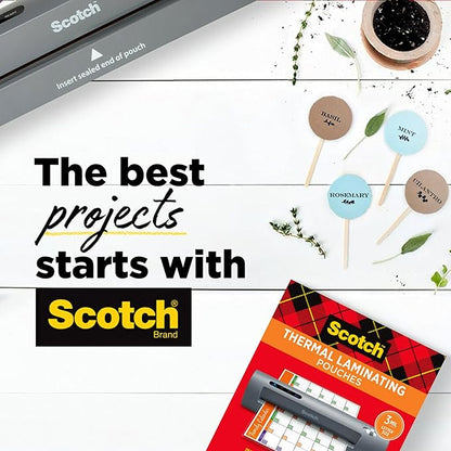 Scotch Thermal Laminating Pouches, 100 Count, Clear, 5 mil., Laminate Homemade Ornaments, Christmas Banners and Gift Tags, Ideal Holiday Supplies, Fits ID Card Sized (2.4 in. × 4.2in.) Paper