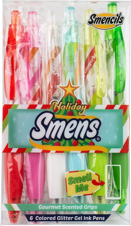 Holiday Smens - Patented Gourmet Scented Colored Glitter Gel Ink Pens, Medium Point, 6 Count - Fun, Cute, Cool, Smelly Pens for Kids