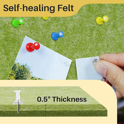 DOLLAR BOSS Large Cork Board for Wall 48" x 36" x 0.5" Bulletin Board 12 Packs Black Cork Board Tiles Self Adhesive Felt Wall Tiles with Pushpins, Corkboard for Office Pin Board Tack Board, Green