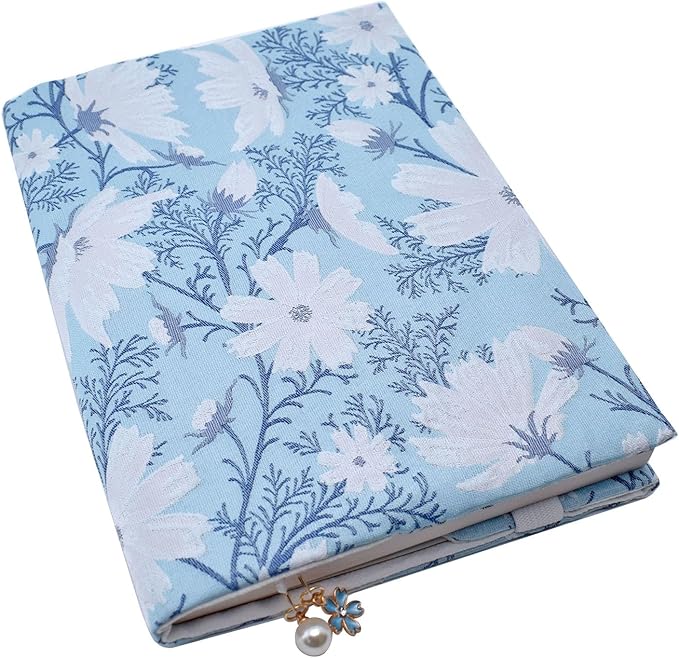 BLBMH A5 Book Covers for Paperbacks Daisy Sleeve Cover Protector Fit for 5.5x8.2 inch Adjustable Notebook, Planner - Book Lovers Accessories - Blue