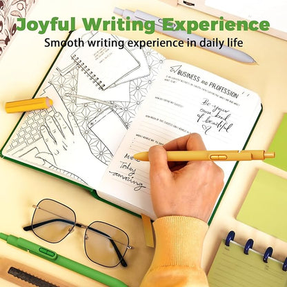 Gel Pens, 8 Pcs Quick Dry Black Ink Pen Fine Point 0.5mm Smooth Writing Pen, Large Capacity Long Lasting Ink Retractable Pens Gift Set for Journaling Note Taking, School Office, Home Supplies