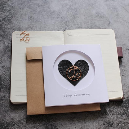 Personalized Initial Copper Card, Copper Initial, Anniversary Card for Her, Couple, Gift for Her (Z)