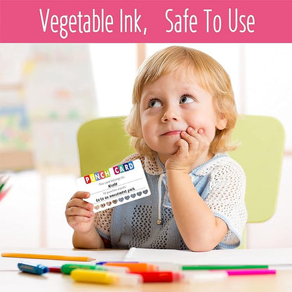 102 PCS Punch Cards, Heart Shaped Incentive Reward Cards Business Size Student Award Cards Boost Creativity & Skills Development for Business, Classroom, Kids Behavior, Students, Teachers, 3.5” x 2”