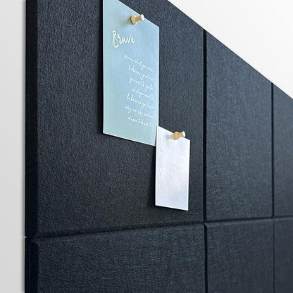 Large Cork Board for Office Wall Decor,48"x36"-12 Pack Felt Wall Tiles with 35 Push Pins, Thicker 0.47in, Felt Bulletin Board Pin Board Cork Boards for Walls - Black