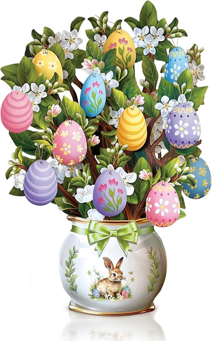 Freshcut Paper Pop Up Cards, Easter Egg Tree, 12 Inch Life Sized Paper House Plants 3D Popup Greeting Card, Easter Card, Thank You Cards, Blank Notecard & Envelope