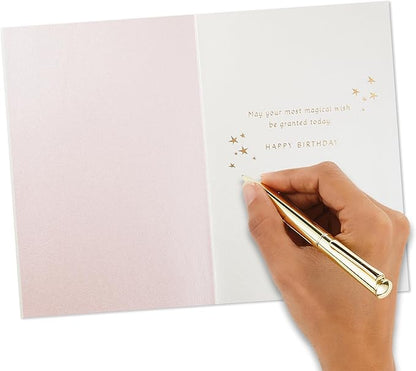 Hallmark Signature Disney Princess Birthday Card with Stickers (Belle, Ariel, Jasmine, Cinderella)